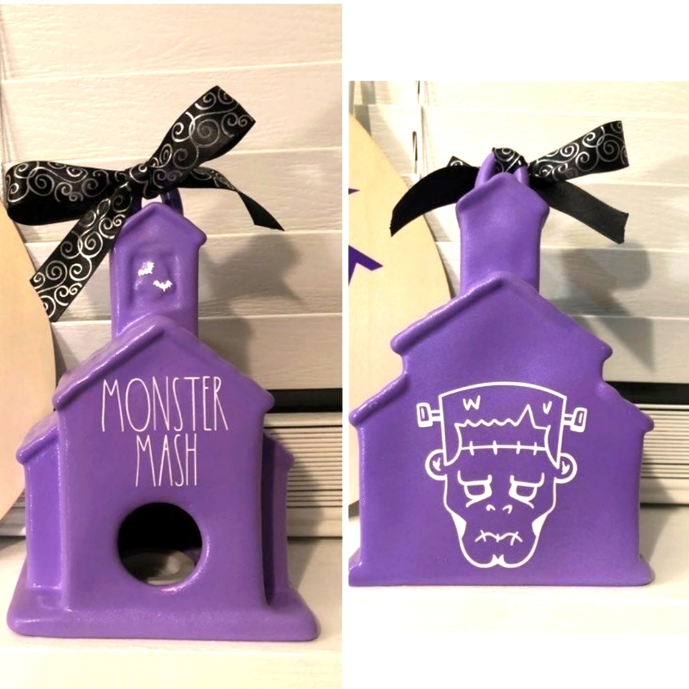 Halloween MONSTER Birdhouse Repainted Rae Dunn INSPIRED